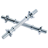 Threaded solid steel dumbbell handles with collars, durable and heavy-duty for safe weightlifting, 14" long.